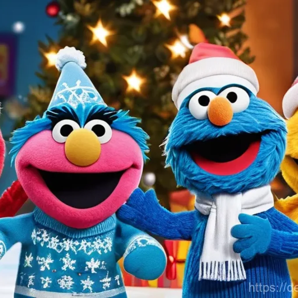핑크퐁 관련 유튜브 협업 - **Pinkfong & Sesame Street Holiday Musical Collaboration**
    A vibrant, joyful 3D animated scene c...