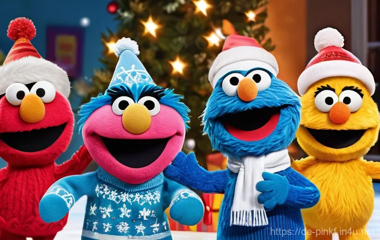 핑크퐁 관련 유튜브 협업 - **Pinkfong & Sesame Street Holiday Musical Collaboration**
    A vibrant, joyful 3D animated scene c...