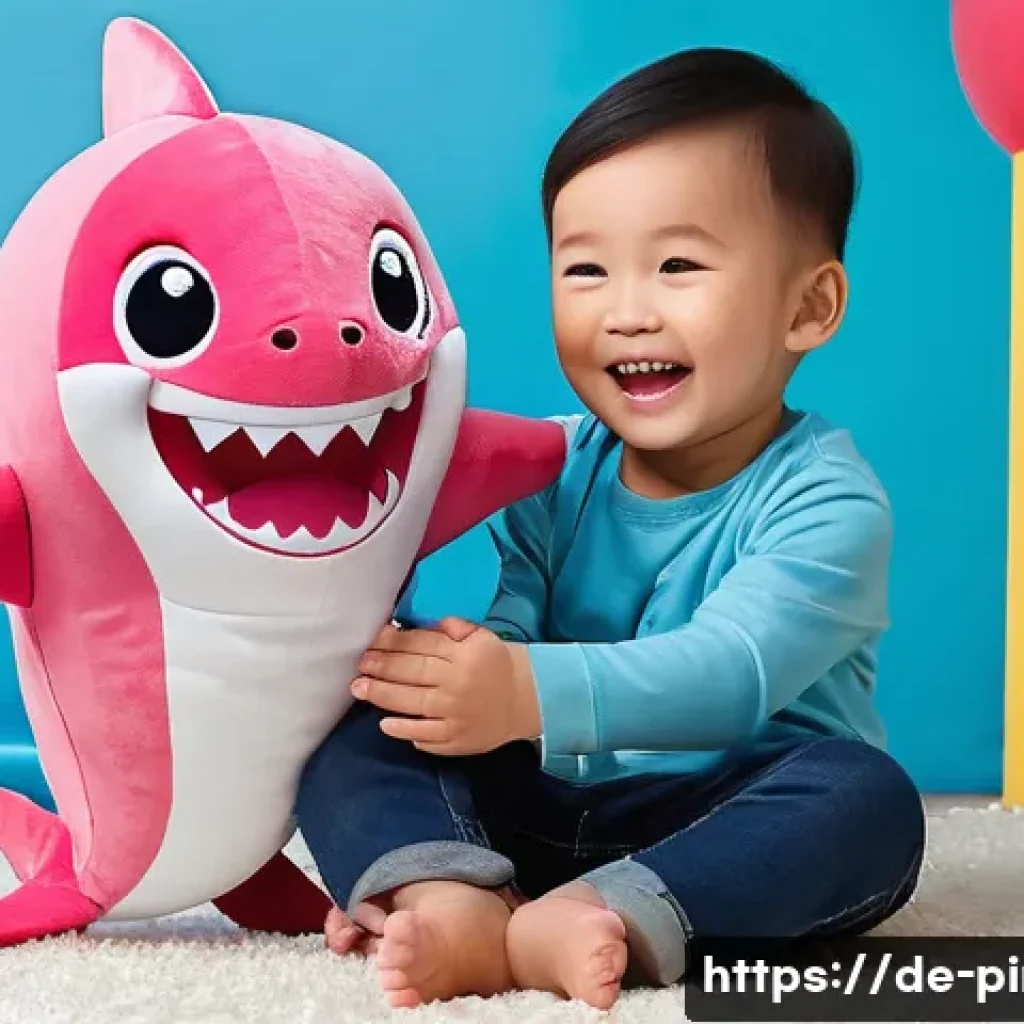 핑크퐁 인형 구매처 - **Prompt 1: Joyful Playtime with Baby Shark**
    "A vibrant, eye-level shot of a happy child, appro...