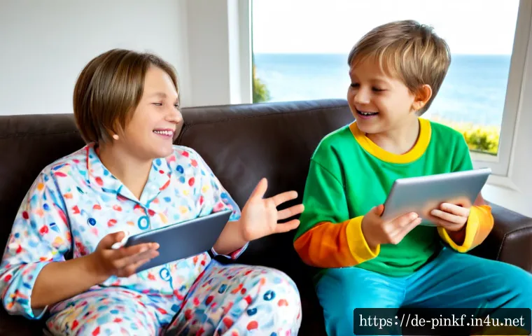 핑크퐁 노래 가사 - Photorealistic cozy German family living room, cheerful preschool child wearing colorful pajamas sin...